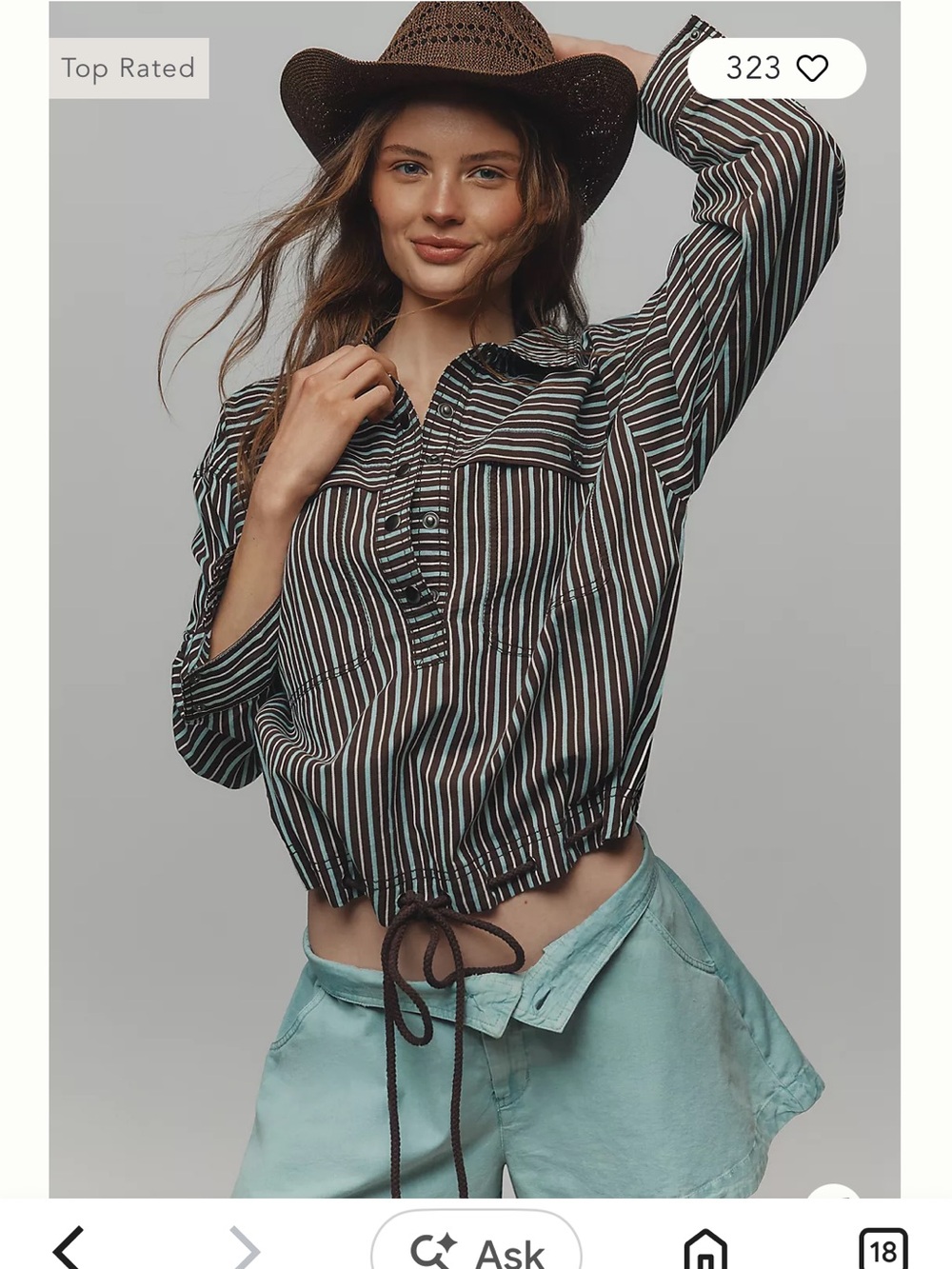EUC Anthropologie Pilcro Cotton Cinched Utility Top. Size Medium.